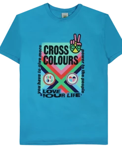 Cross Colours Love Your Life T Shirt - Blue New Arrivals