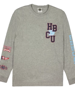 New Arrivals Cross Colours X HBCU Educate LS T Shirt - Light Heather Gray