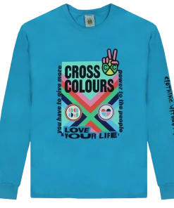 Cross Colours Love Your Life LS T-Shirt - Blue New Arrivals