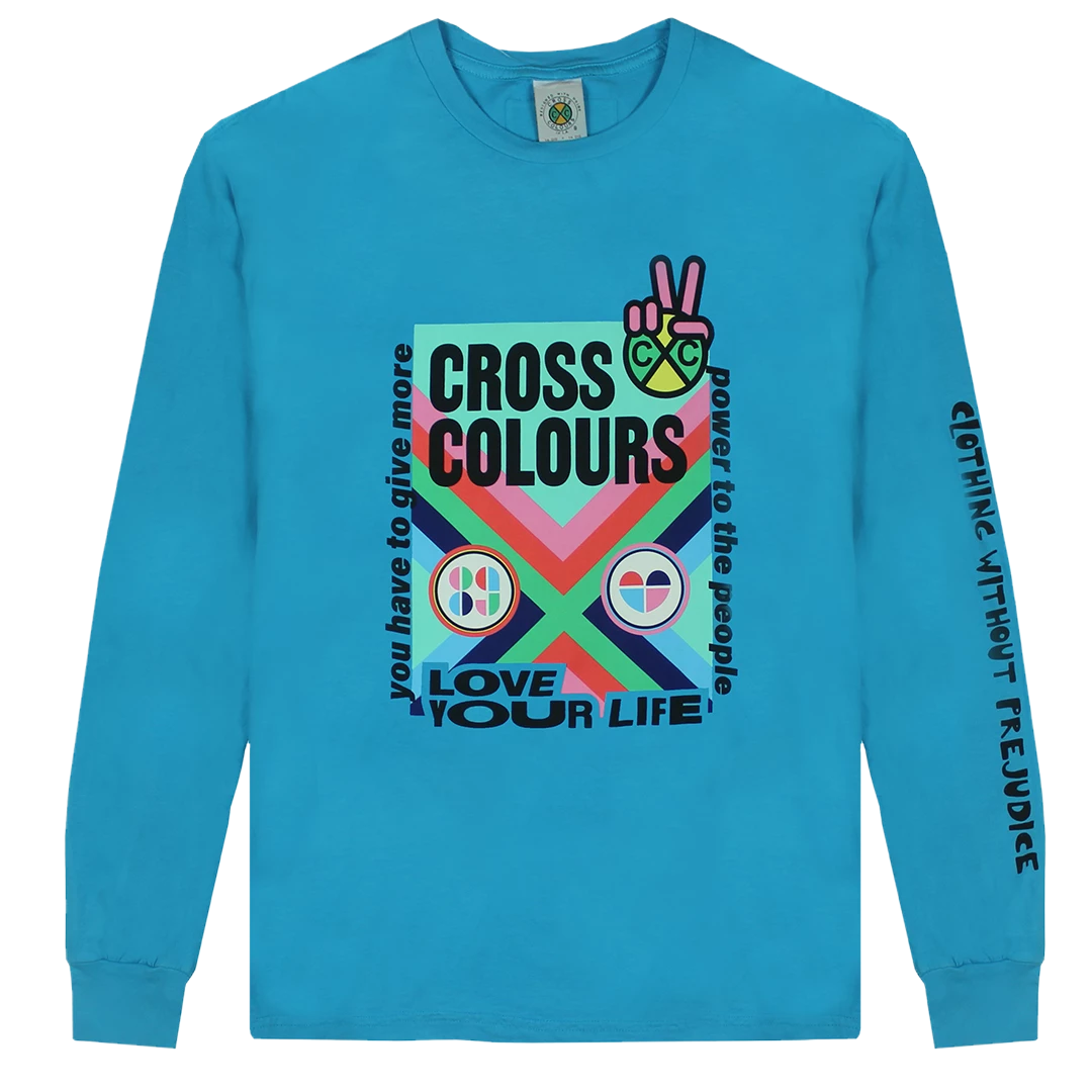 Cross Colours Love Your Life LS T-Shirt - Blue New Arrivals 3 Cross Colours Love Your Life LS T-Shirt - Blue New Arrivals
