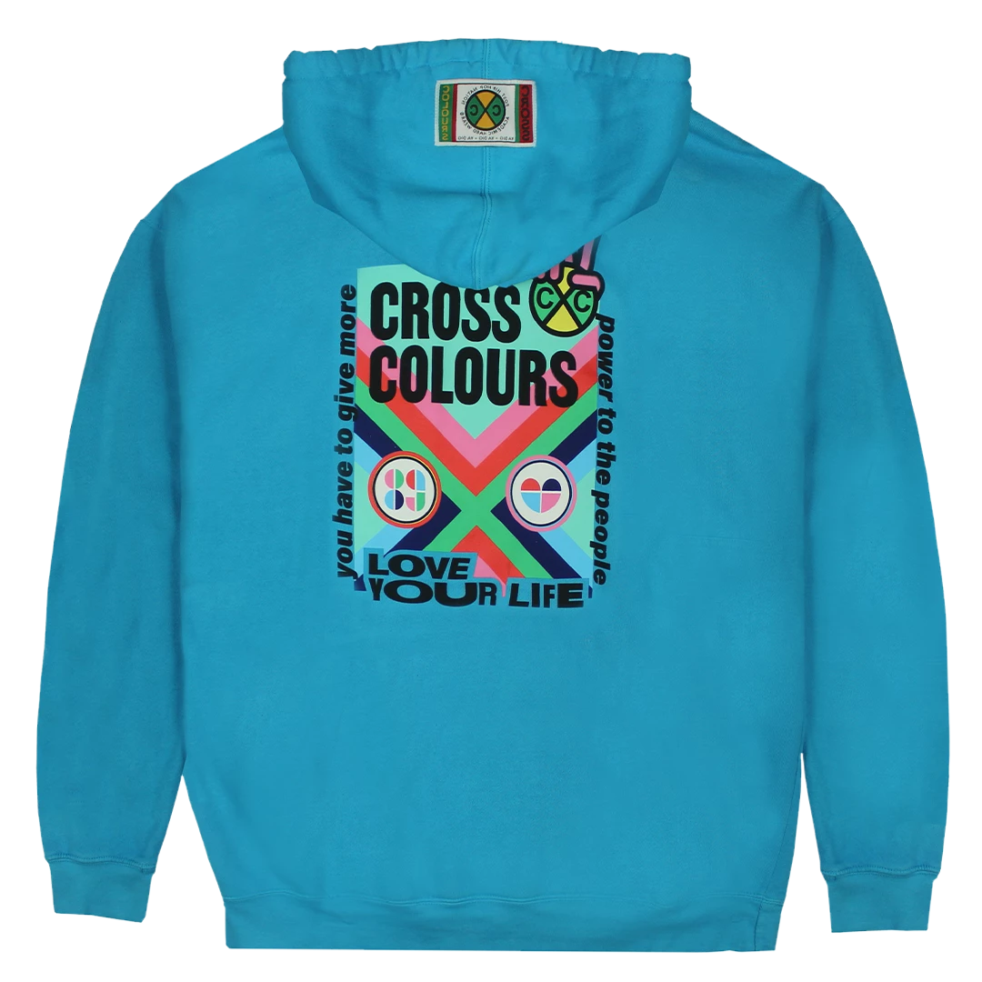 New Arrivals Cross Colours Love Your Life Hoodie - Blue 4 New Arrivals Cross Colours Love Your Life Hoodie - Blue