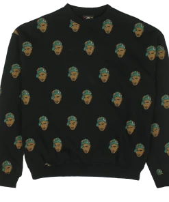 New Arrivals Cross Colours Tupac Allover Crewneck - Black