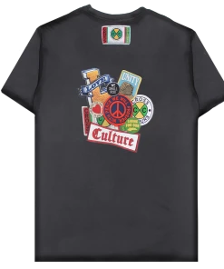 Cross Colours Screen Printed Patches T Shirt - Grey New Arrivals