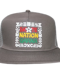 Cross Colours X Skate Nation Tribal Print Trucker Hat - Grey New Arrivals