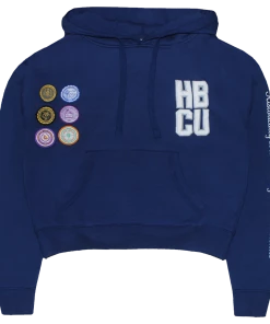 New Arrivals Cross Colours HBCU Patches Crop Hoodie - Navy
