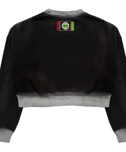 New Arrivals Cross Colours Tupac Hush Crop Sweatshirt - Black Ombre