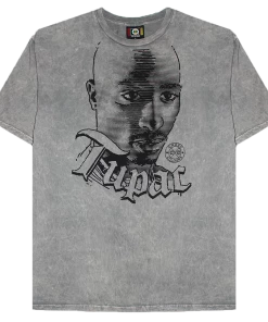 Cross Colours Tupac Stencil T Shirt - Grey Mineral New Arrivals