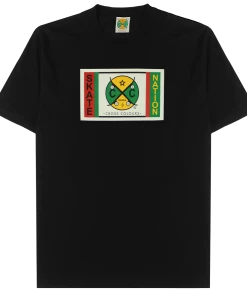 New Arrivals Cross Colours X Skate Nation Label T Shirt - Black