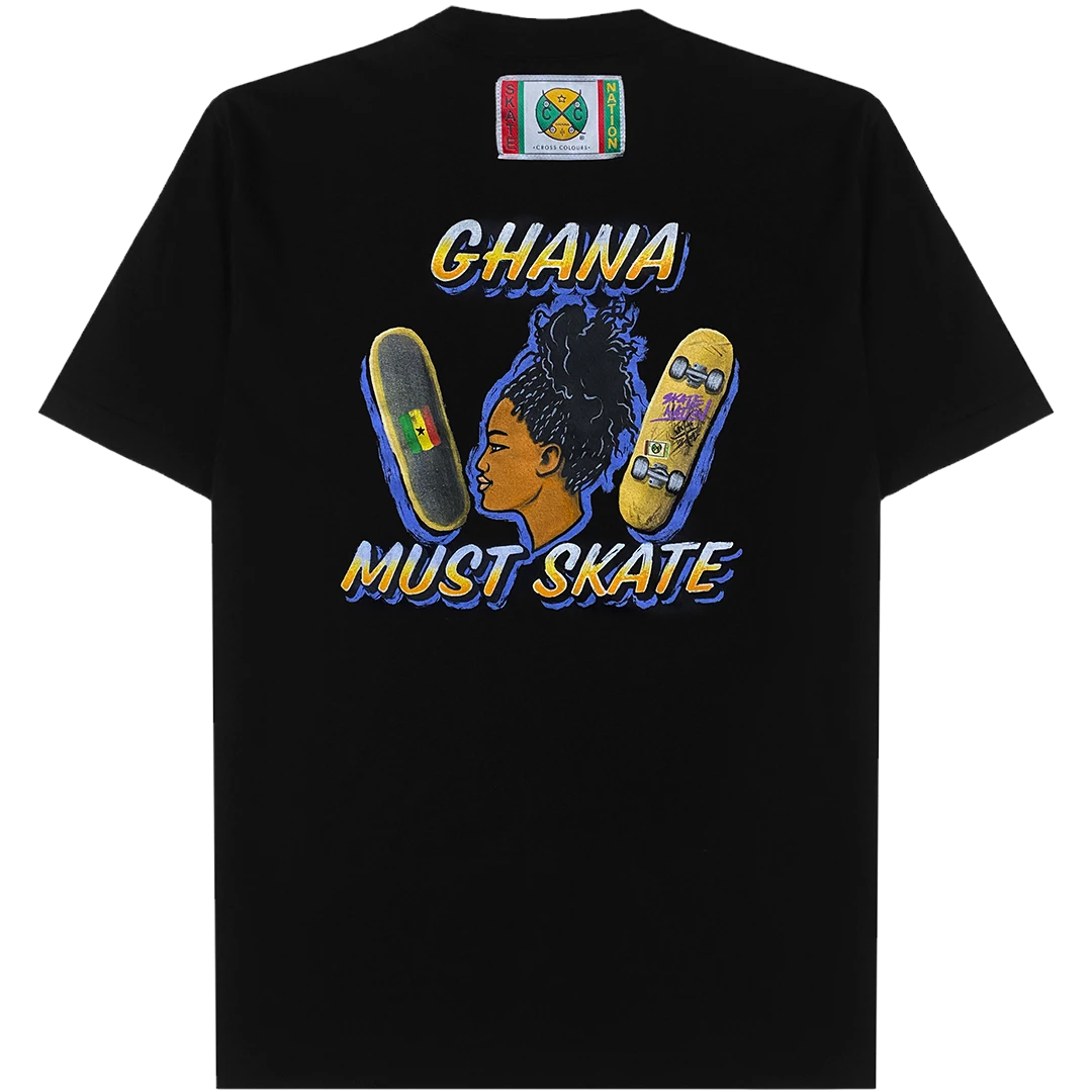 Cross Colours Ghana Skate Girl T Shirt - Black 3 Cross Colours Ghana Skate Girl T Shirt - Black