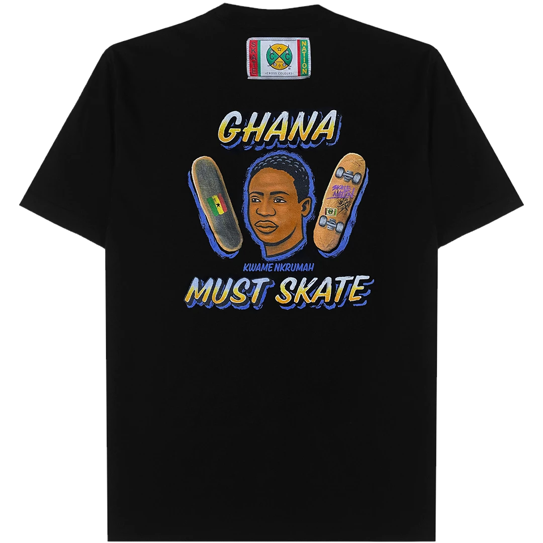 New Arrivals Cross Colours Ghana Skate Guy T Shirt - Black 3 New Arrivals Cross Colours Ghana Skate Guy T Shirt - Black
