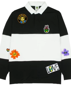 New Arrivals Cross Colours Wide Stripe Patches Rugby - Black