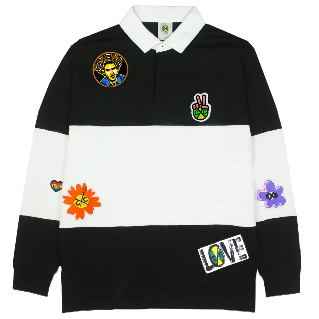 New Arrivals Cross Colours Wide Stripe Patches Rugby - Black 3 New Arrivals Cross Colours Wide Stripe Patches Rugby - Black