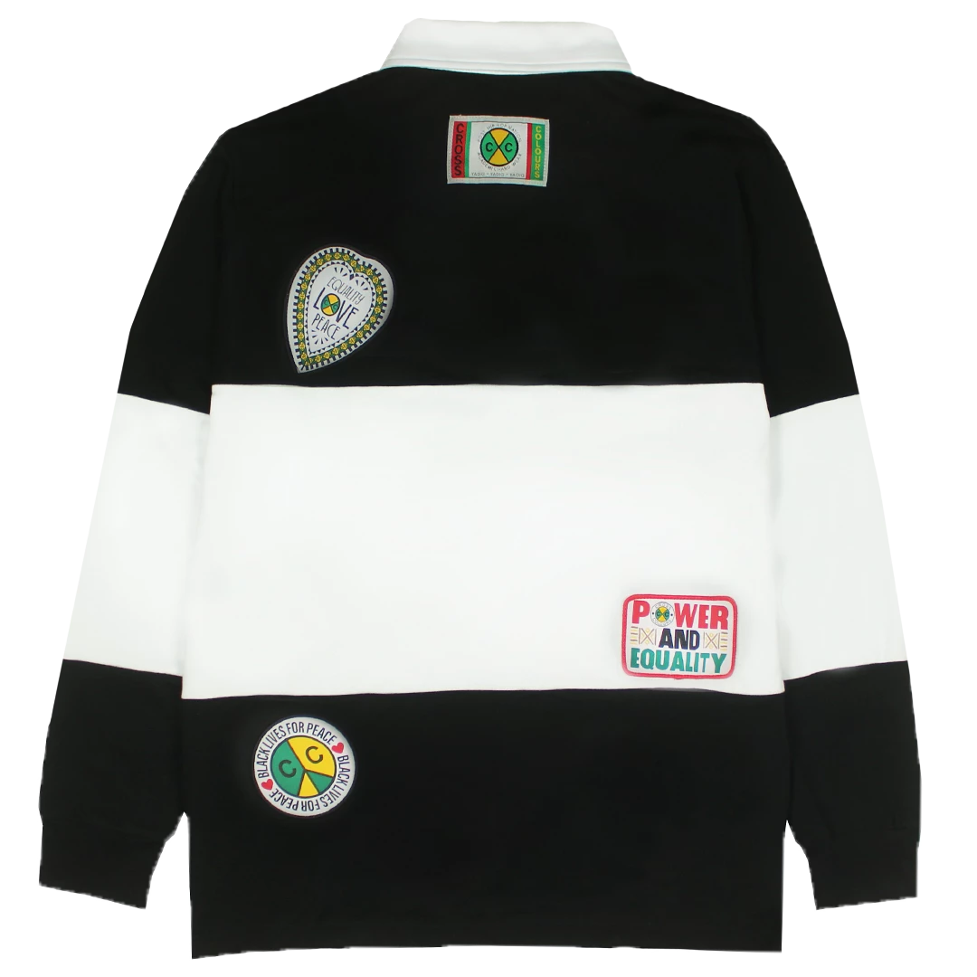 New Arrivals Cross Colours Wide Stripe Patches Rugby - Black 4 New Arrivals Cross Colours Wide Stripe Patches Rugby - Black