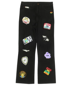 Cross Colours Love Black Lives Relaxed Drop Crotch Patch Jeans - Black New Arrivals