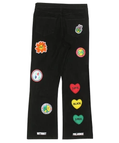 Cross Colours Love Black Lives Relaxed Drop Crotch Patch Jeans - Black New Arrivals