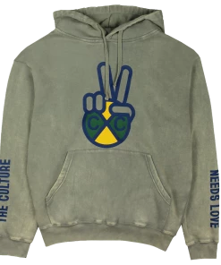 Cross Colours Peace Hand Logo Hoodie - Mineral Grey