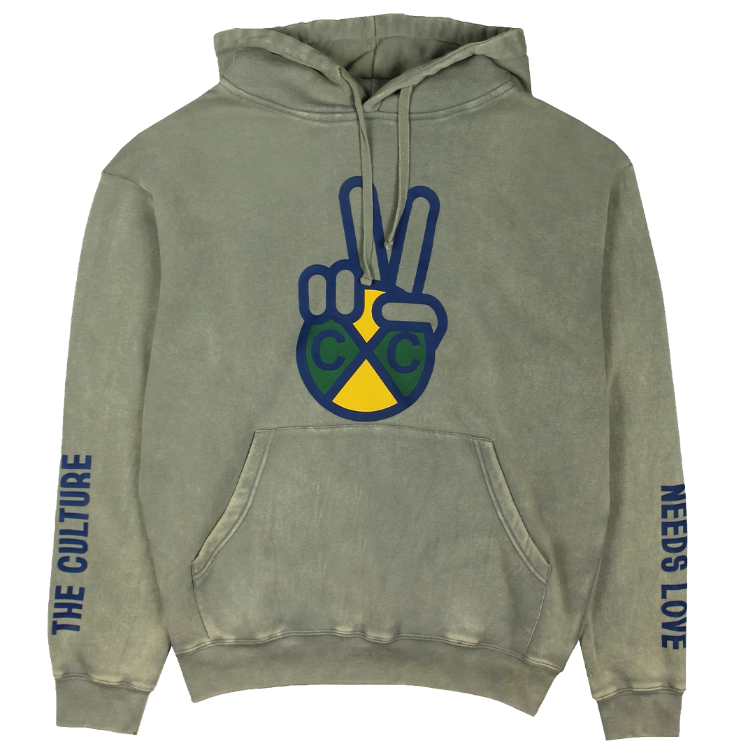 Cross Colours Peace Hand Logo Hoodie - Mineral Grey 3 Cross Colours Peace Hand Logo Hoodie - Mineral Grey