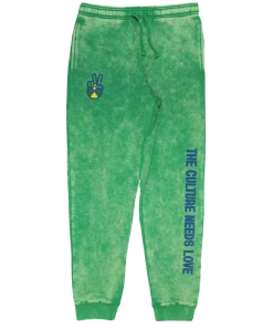 New Arrivals Cross Colours Peace Hand Logo Jogger - Green Mineral