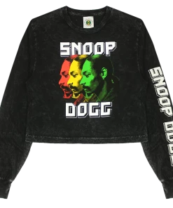 Cross Colours Snoop Dogg Transparent Crop LS T Shirt - Mineral Black