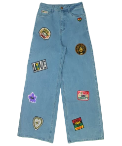 Cross Colours Love Black Lives Wide Leg Patch Jeans New Arrivals