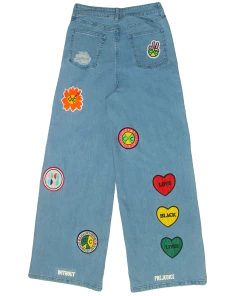 Cross Colours Love Black Lives Wide Leg Patch Jeans New Arrivals