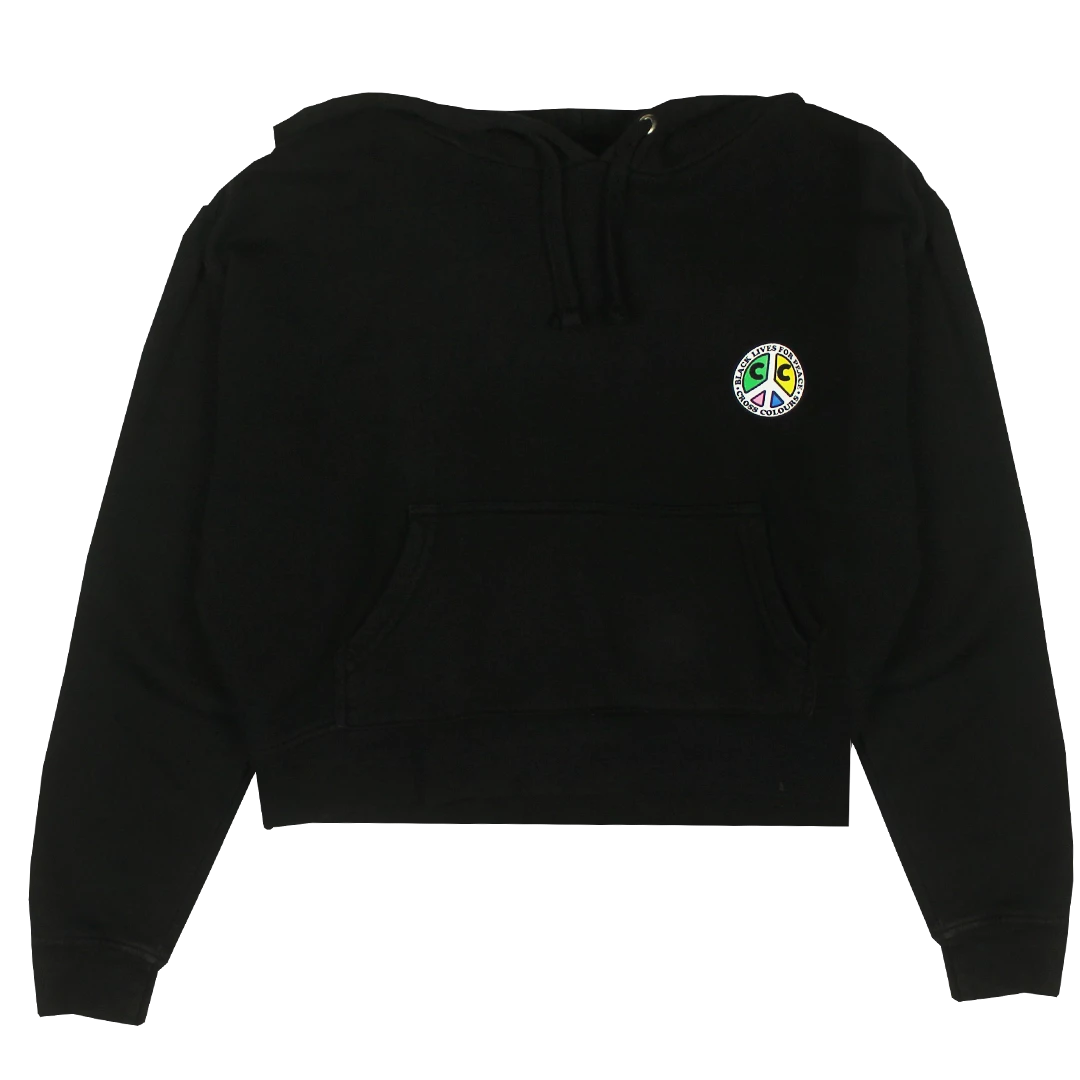 New Arrivals Cross Colours Black Lives For Peace Crop Hoodie - Black 3 New Arrivals Cross Colours Black Lives For Peace Crop Hoodie - Black