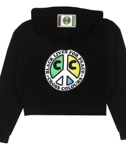 New Arrivals Cross Colours Black Lives For Peace Crop Hoodie - Black