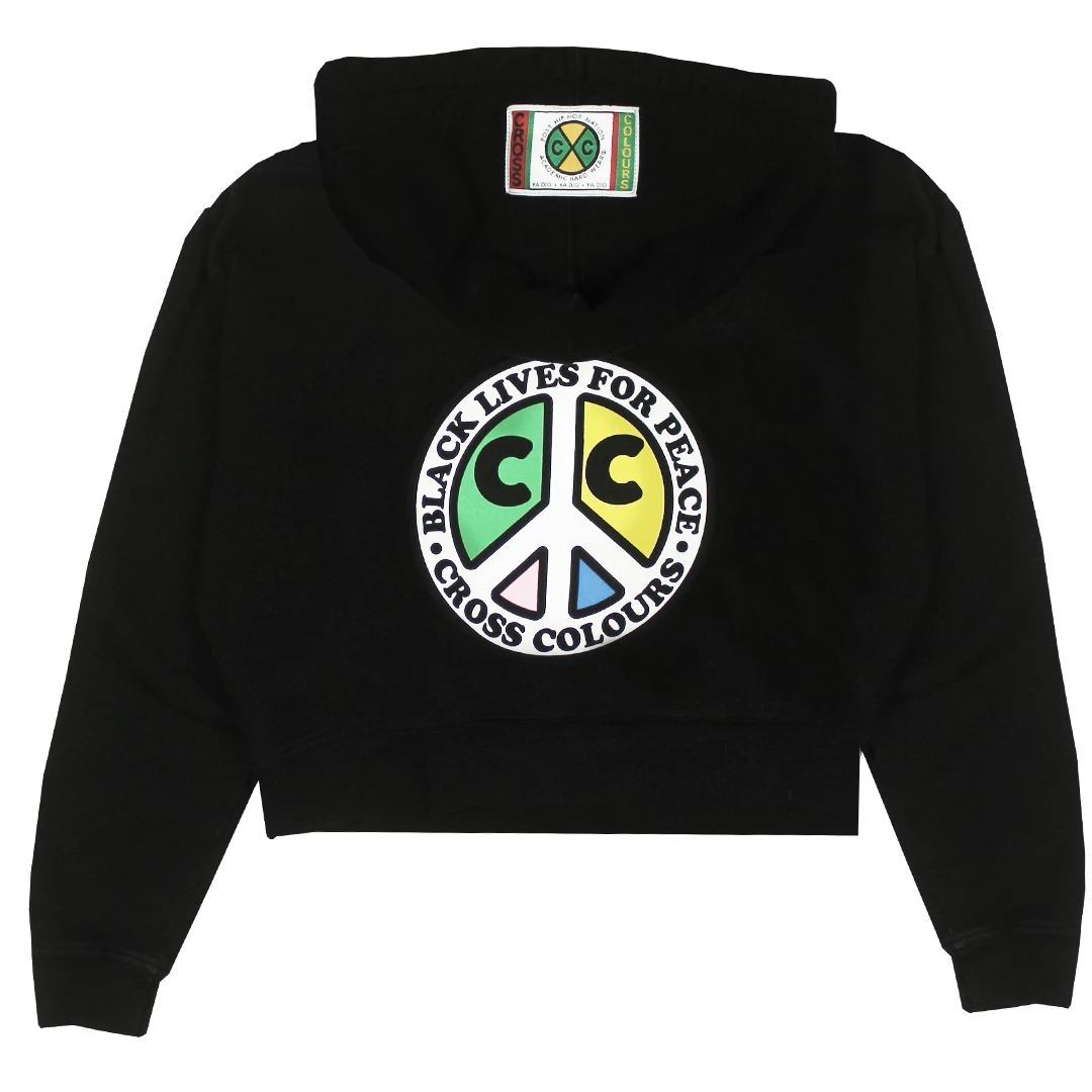New Arrivals Cross Colours Black Lives For Peace Crop Hoodie - Black 4 New Arrivals Cross Colours Black Lives For Peace Crop Hoodie - Black