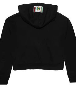 Cross Colours Patches Crop Hoodie - Black New Arrivals