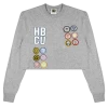 New Arrivals Cross Colours X HBCU Patches Crop LS T Shirt - Heather Grey