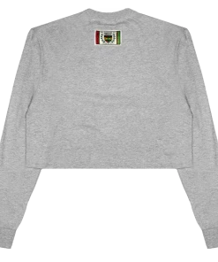 New Arrivals Cross Colours X HBCU Patches Crop LS T Shirt - Heather Grey
