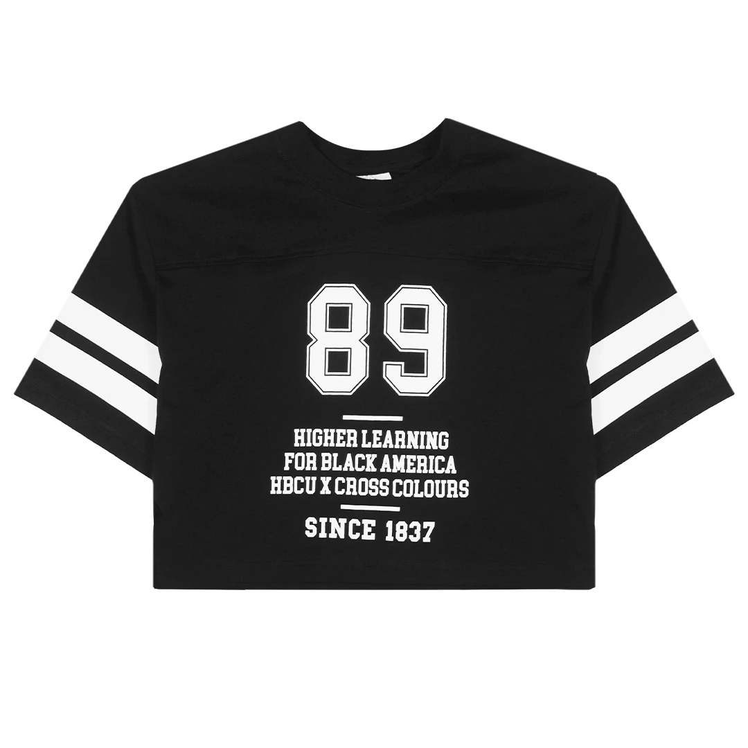 Cross Colours X HBCU Higher Learning Crop T-Shirt - Black 3 Cross Colours X HBCU Higher Learning Crop T-Shirt - Black