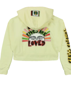 Cross Colours Black Lives Are Loved Crop Hoodie - Off White