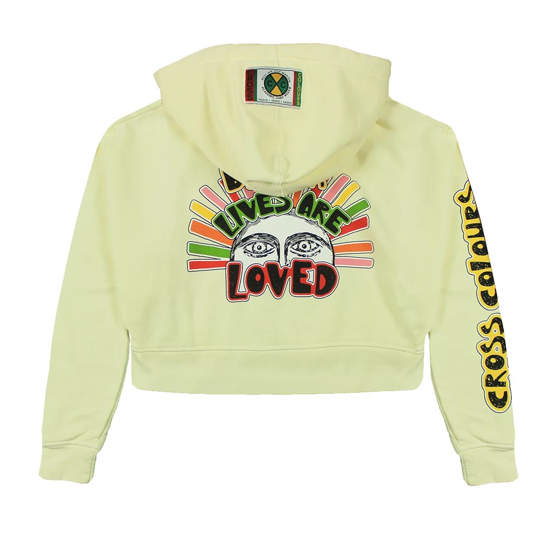 Cross Colours Black Lives Are Loved Crop Hoodie - Off White 4 Cross Colours Black Lives Are Loved Crop Hoodie - Off White