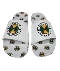 Cross Colours Circle Logo Slides - White New Arrivals