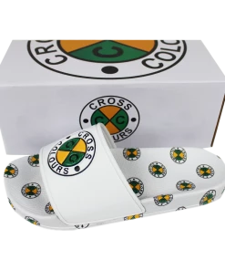 Cross Colours Circle Logo Slides - White New Arrivals