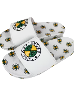 Cross Colours Circle Logo Slides - White New Arrivals