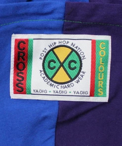 Cross Colours Color Block Baseball Crop Jacket - Purple/Blue New Arrivals