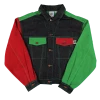 New Arrivals Cross Colours Color Block Denim Jacket - Black/Red/Green