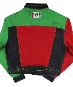New Arrivals Cross Colours Color Block Denim Jacket - Black/Red/Green