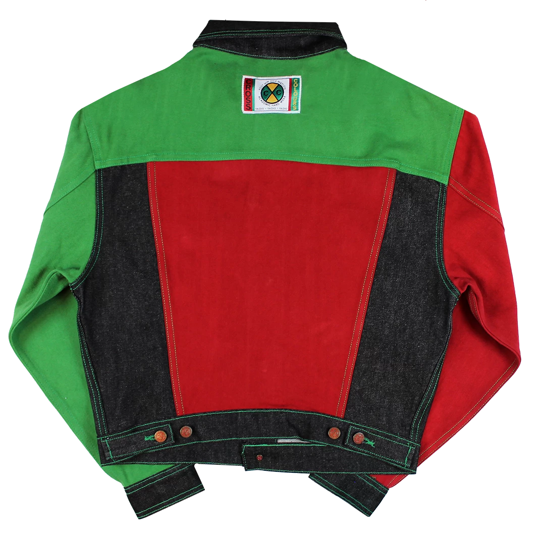 New Arrivals Cross Colours Color Block Denim Jacket - Black/Red/Green 4 New Arrivals Cross Colours Color Block Denim Jacket - Black/Red/Green