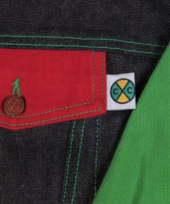 New Arrivals Cross Colours Color Block Denim Jacket - Black/Red/Green 7 New Arrivals Cross Colours Color Block Denim Jacket - Black/Red/Green