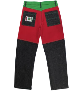 Cross Colours Color Block Jeans - Black/Red/Green New Arrivals