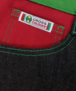 Cross Colours Color Block Jeans - Black/Red/Green New Arrivals