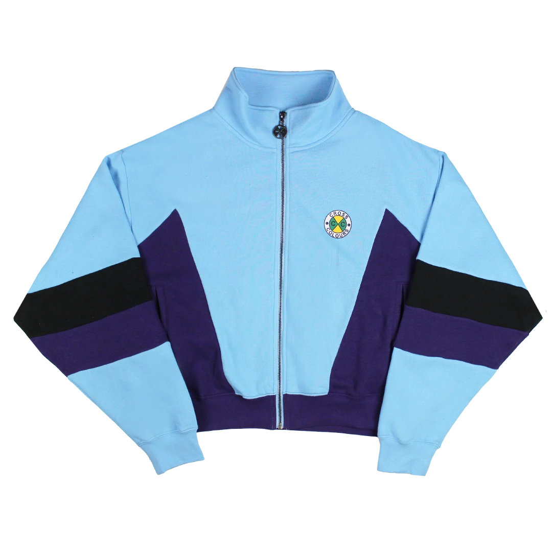 New Arrivals Cross Colours Color Block Fleece Track Jacket - Blue 3 New Arrivals Cross Colours Color Block Fleece Track Jacket - Blue