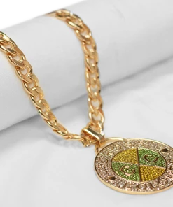 Cross Colours Crystal Medallion - Yellow/Green New Arrivals