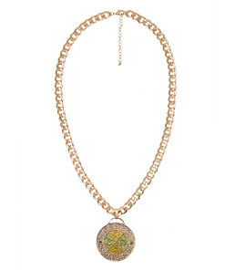 Cross Colours Crystal Medallion - Yellow/Green New Arrivals