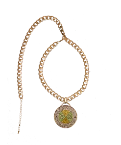 Cross Colours Crystal Medallion - Yellow/Green New Arrivals