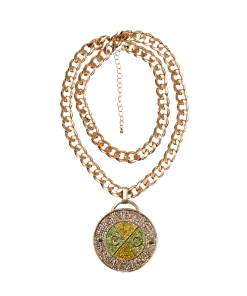 Cross Colours Crystal Medallion - Yellow/Green New Arrivals