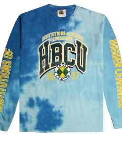 Cross Colours HBCU Institutions Long Sleeve T-Shirt - Tie Dye (Blue) New Arrivals